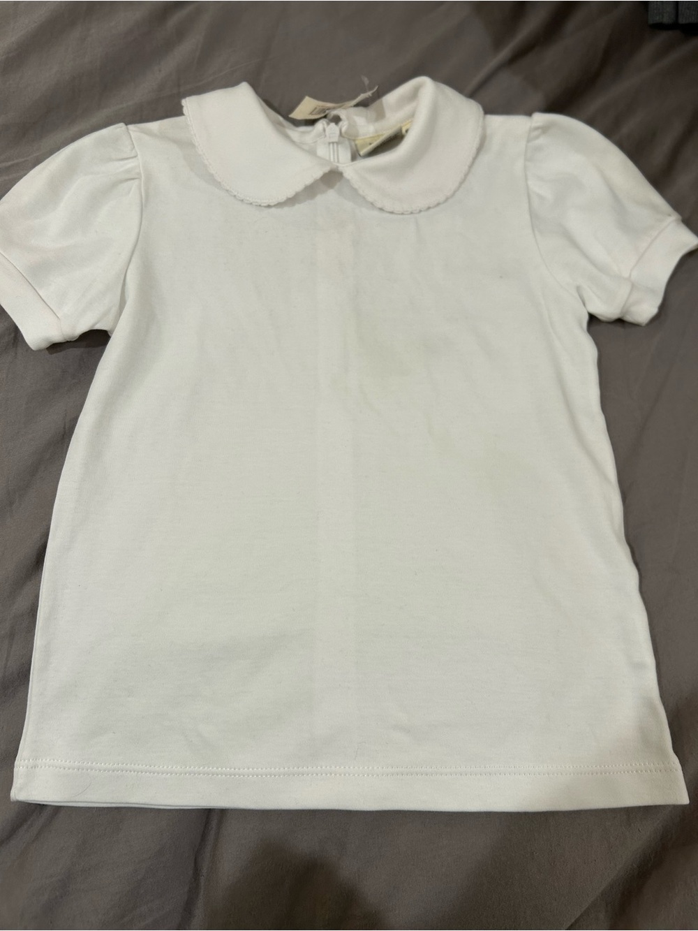 Girls White Peter Pan Collar Short Sleeve Top